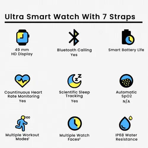 Ultra Smart Watch With 7 Straps- (Free Delivery) smartwatches zayan gadgets 